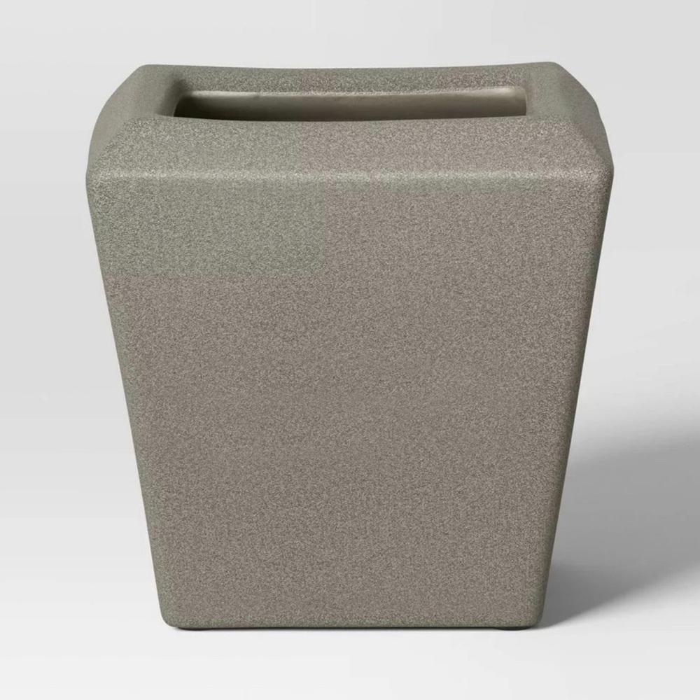 Studio McGee 7. 5” H Square Ceramic Planter Pot Box Indoor/Outdoor, Gray